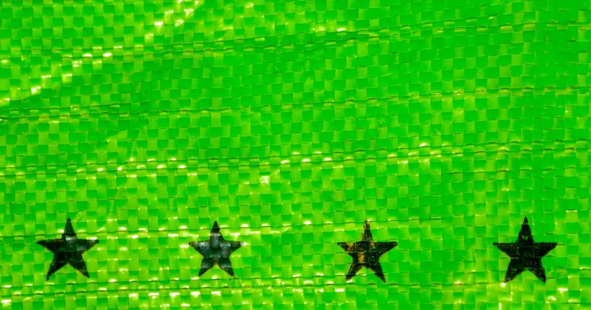 Green and white star print textile